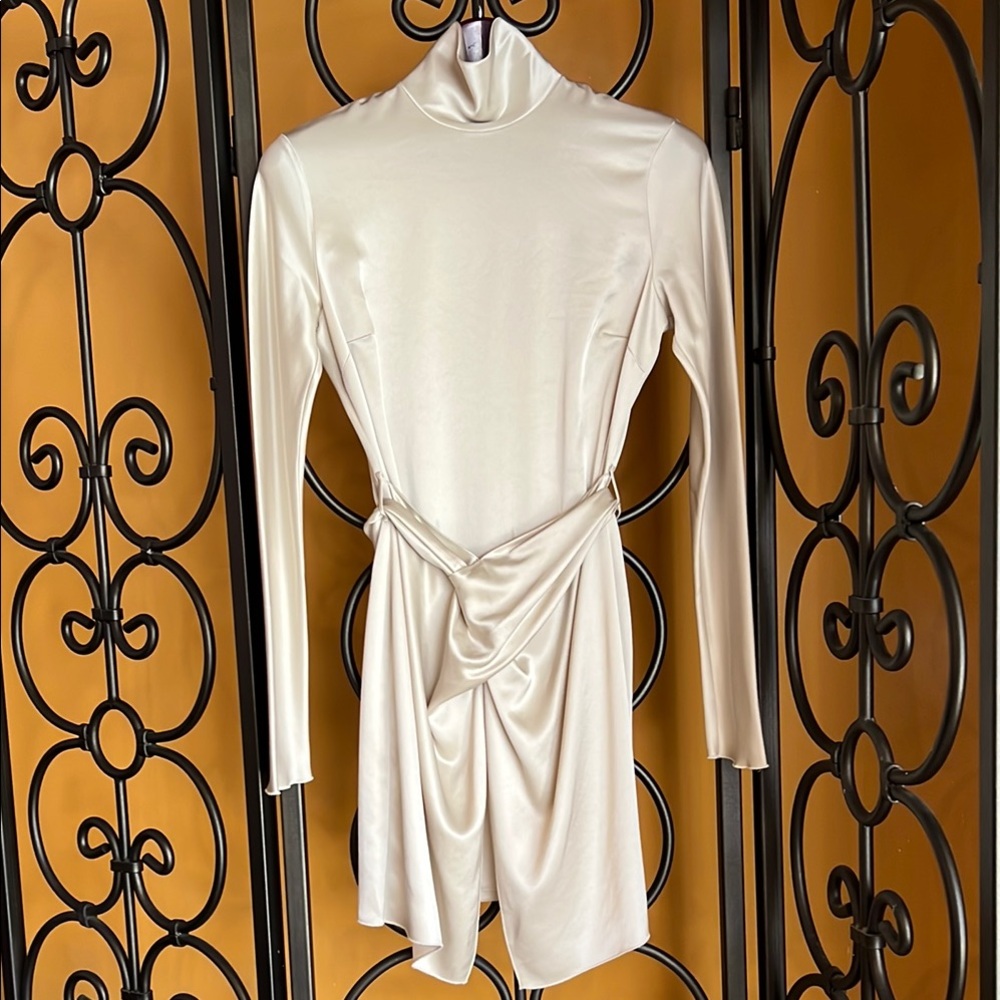 NANUSHKA Charon Satin Twist Front Mini Dress